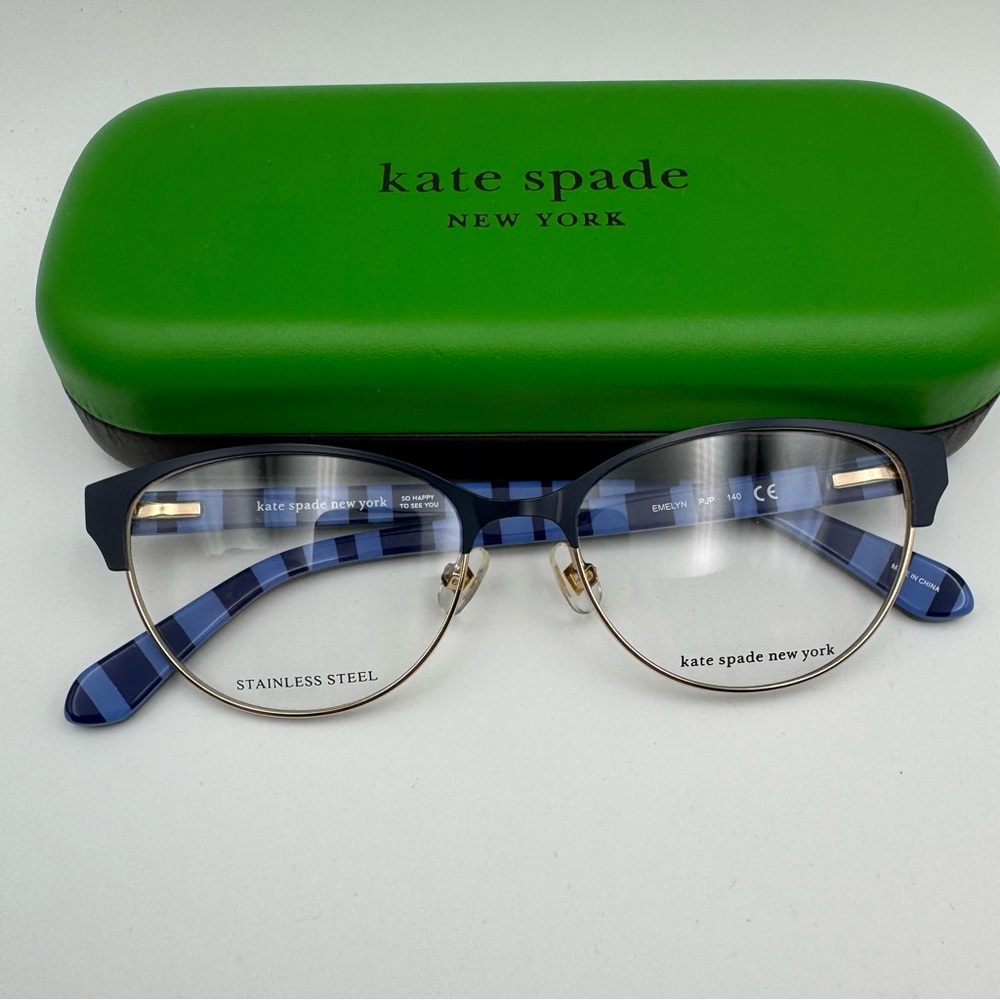 Kate Spade Evelyn PJP Cat Eye Frames Navy Blue and Gold Eye Glasses